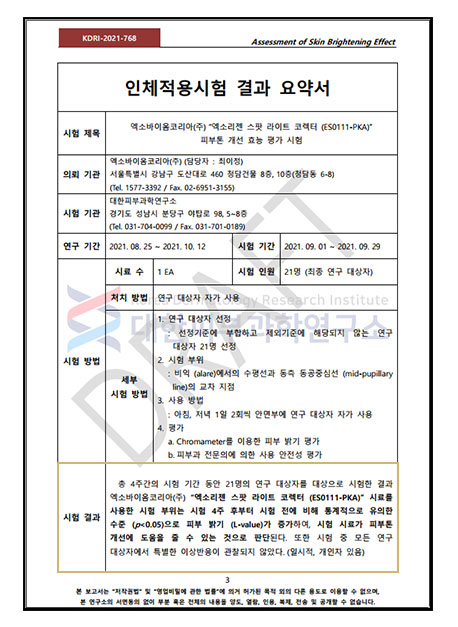 스팟 라이트 코렉터 결과 요약서